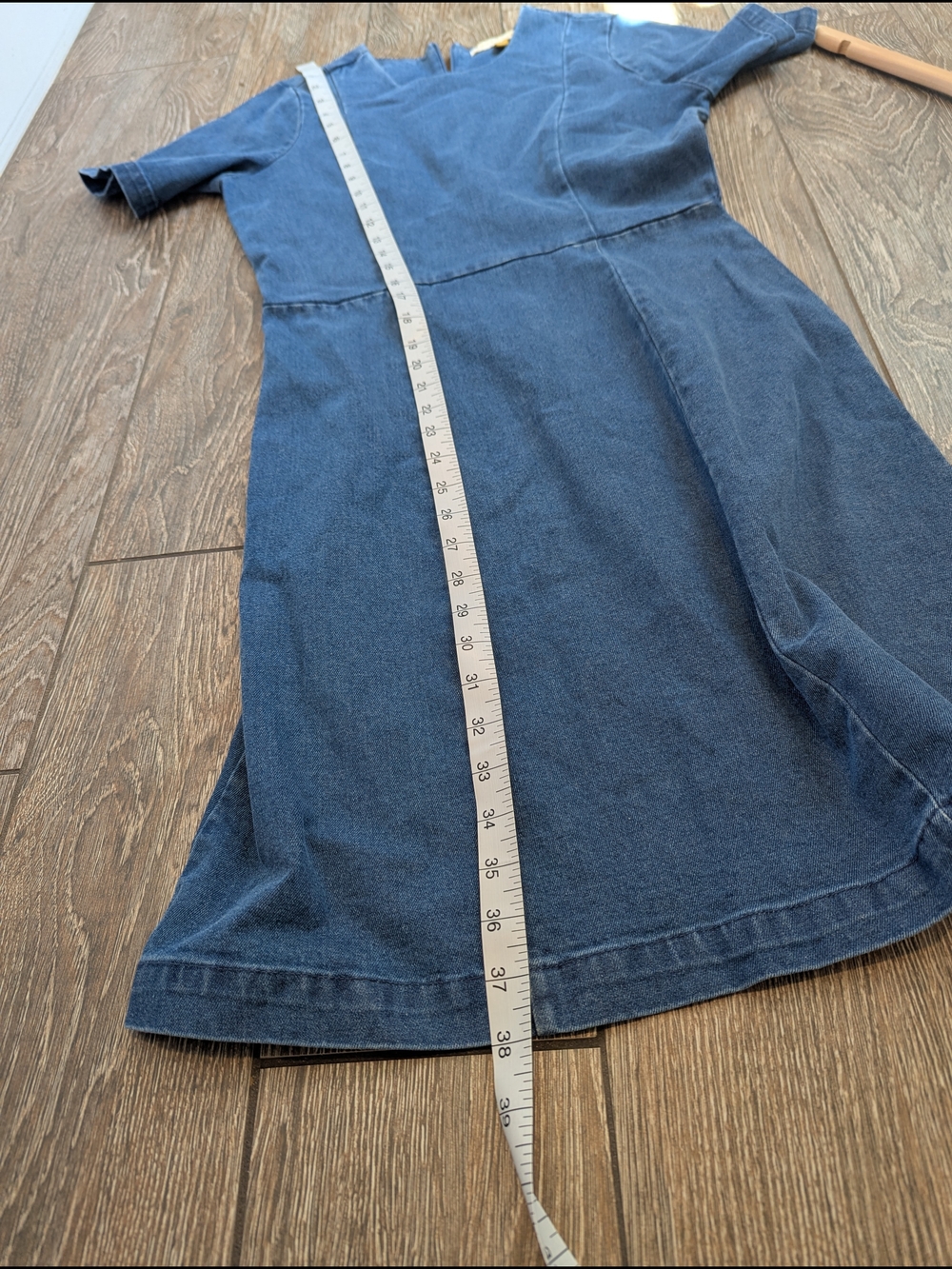 Denim Short Sleeve Dress Butter Mom Knee Length Size Small - Picture 9 of 11